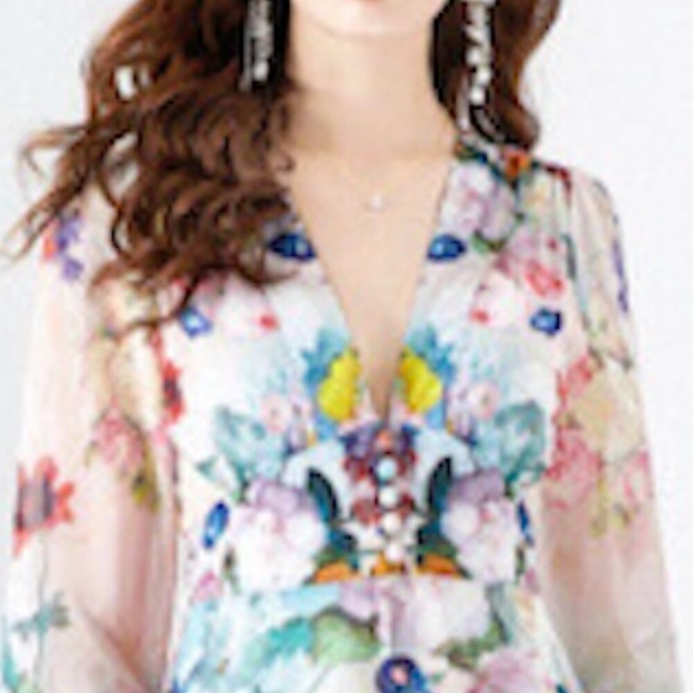 NWT Dalia MacPhee Floral Garden French Country Style Feminine Maxi Dress - Picture 3 of 16